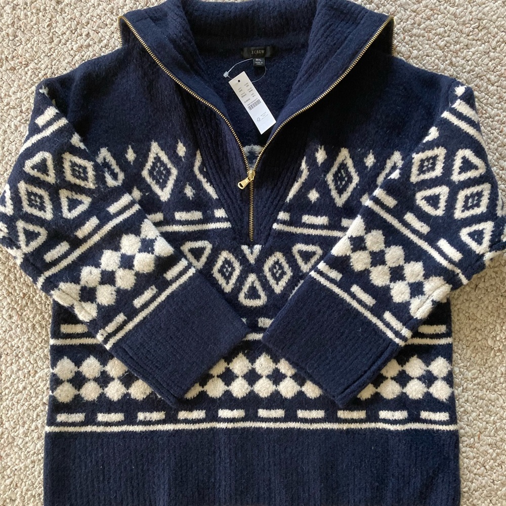 J. Crew Relaxed half-zip sweater in geometric knit